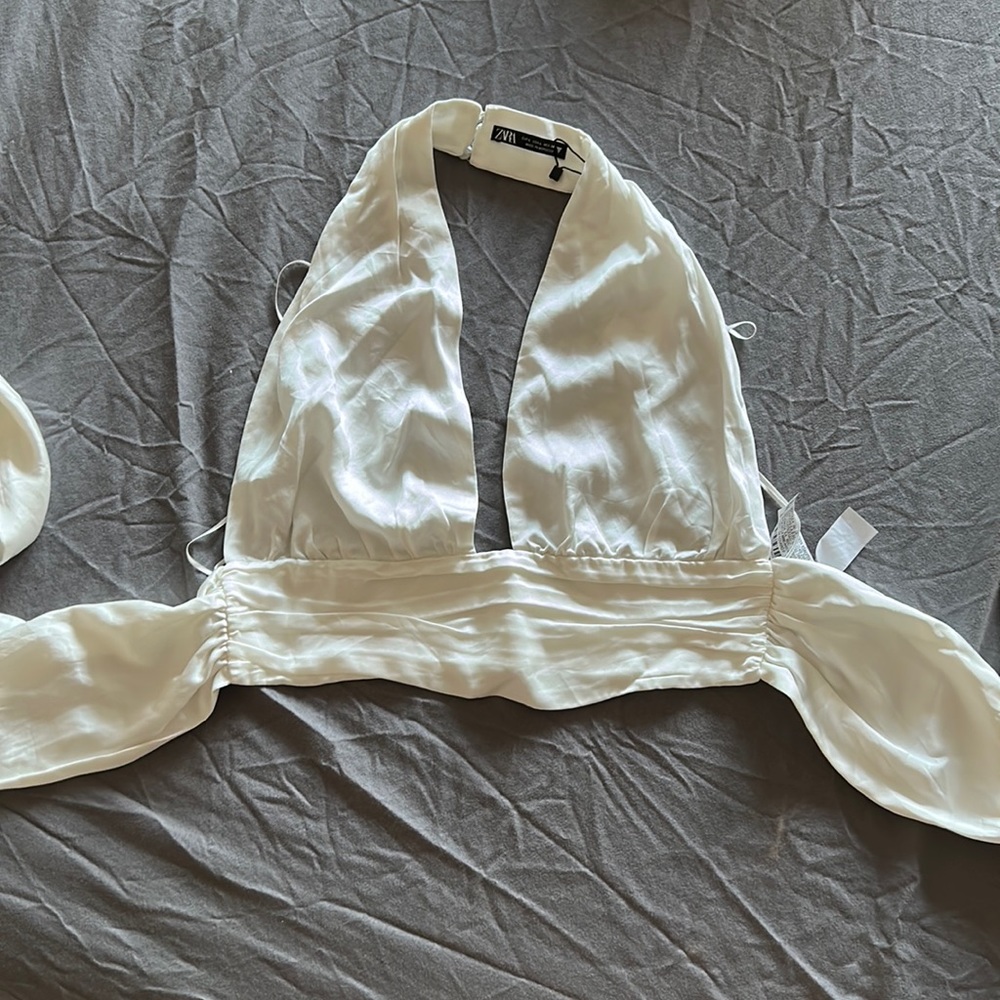 Zara halter satin crop top